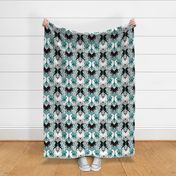 Teal Cat Grass Damask