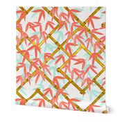 Nantes Bamboo Trellis / Coral and Mint