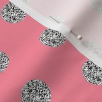 Silver Glitter Dots on Coral Pink