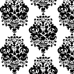 Cat Damask Black and White