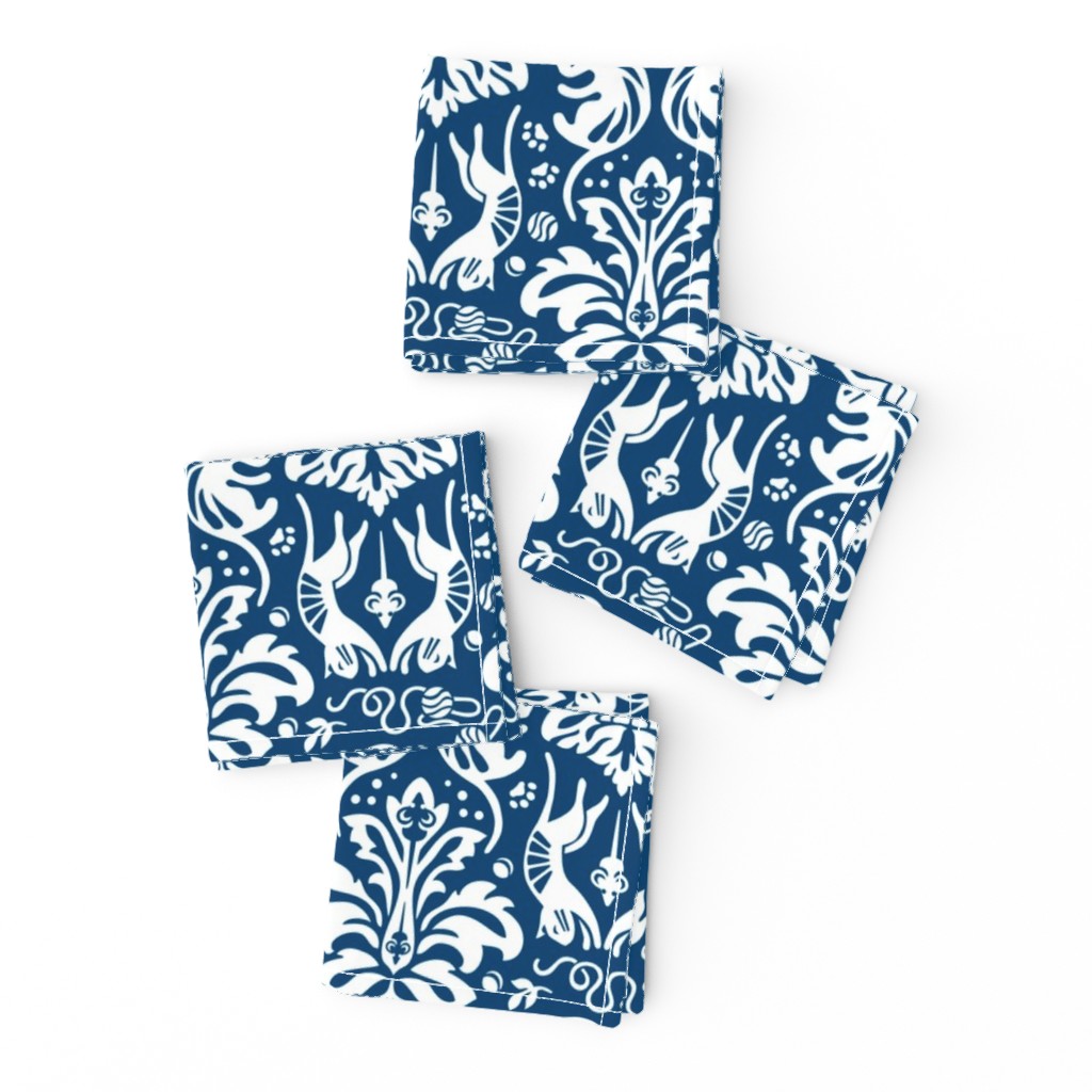 Damask Cats - BLUE