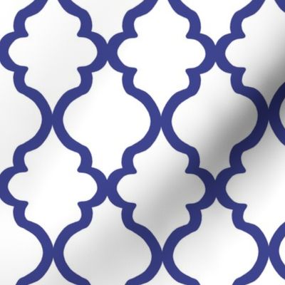 Quatrefoil - Royal Blue on White