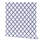 Quatrefoil - Royal Blue on White