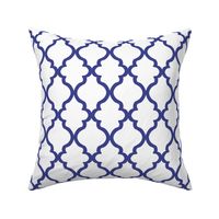 Quatrefoil - Royal Blue on White