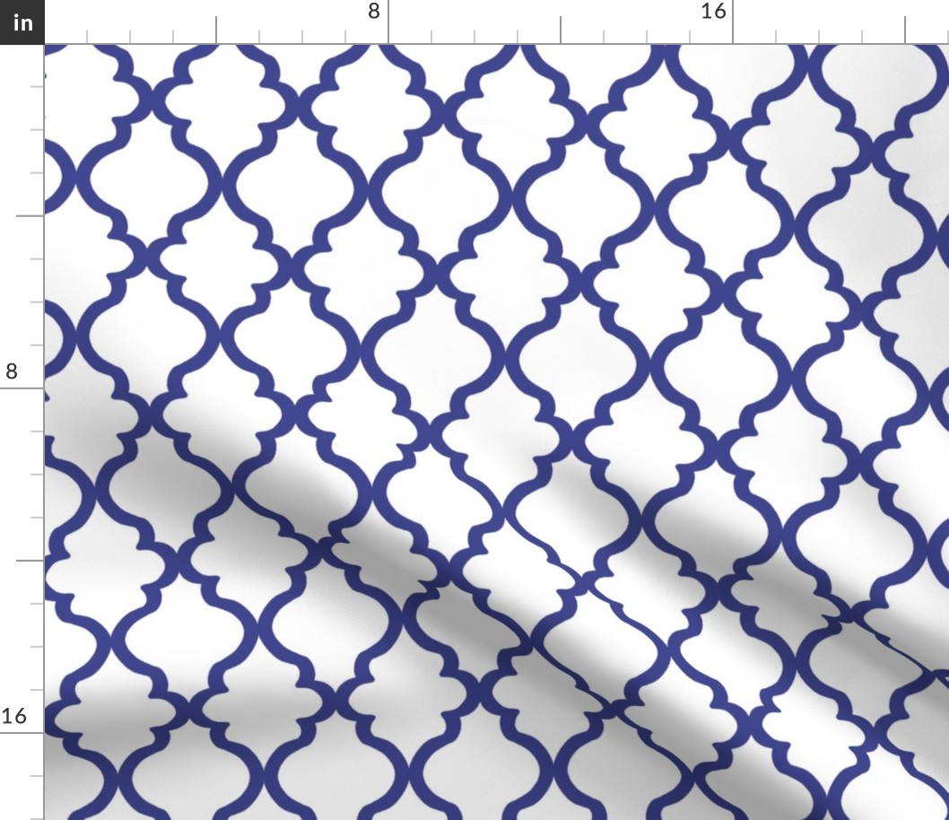 Quatrefoil - Royal Blue on White