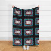 PILLOW PANEL CAT ARABESQUE TURQUOISE