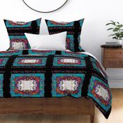 PILLOW PANEL CAT ARABESQUE TURQUOISE