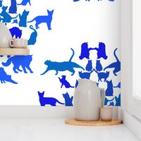 Cat Damask in Blue