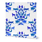 Cat Damask in Blue