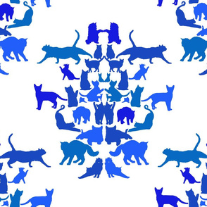 Cat Damask in Blue