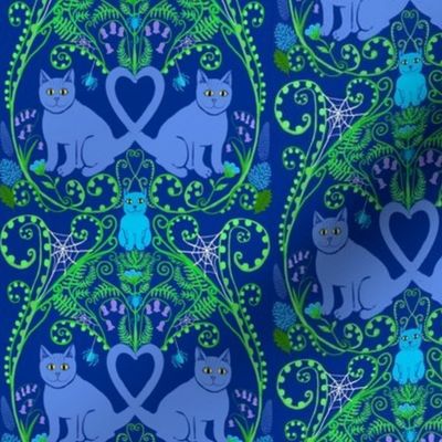 Cats in bluebells and ferns  // Cats in the woodland (Small)