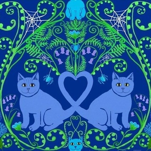 Cats in bluebells and ferns  // Cats in the woodland (Small)