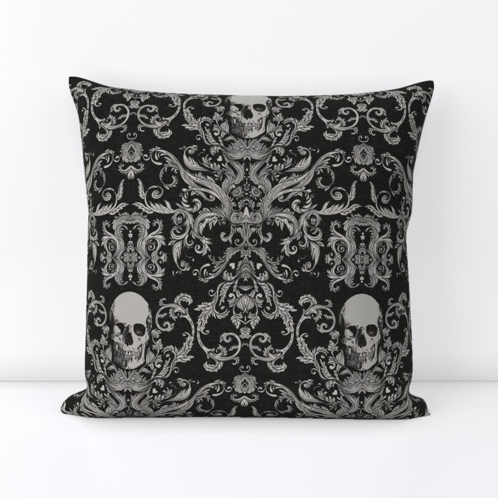 Dread Damask in Crisp Black Linen