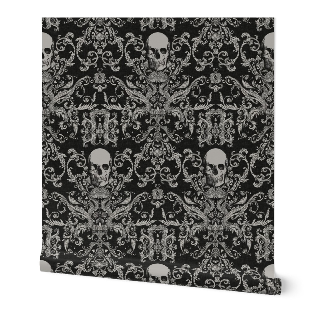 Dread Damask in Crisp Black Linen