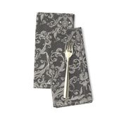 Dread Damask in Charcoal Linen