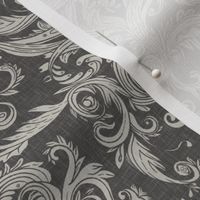 Dread Damask in Charcoal Linen