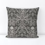 Dread Damask in Charcoal Linen