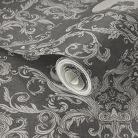 Dread Damask in Charcoal Linen