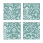 Dread Damask in Aqua Linen