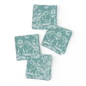 Dread Damask in Aqua Linen