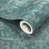 Dread Damask in Aqua Linen