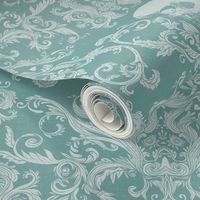 Dread Damask in Aqua Linen