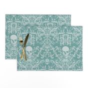 Dread Damask in Aqua Linen