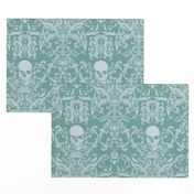 Dread Damask in Aqua Linen