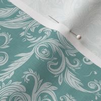 Dread Damask in Aqua Linen