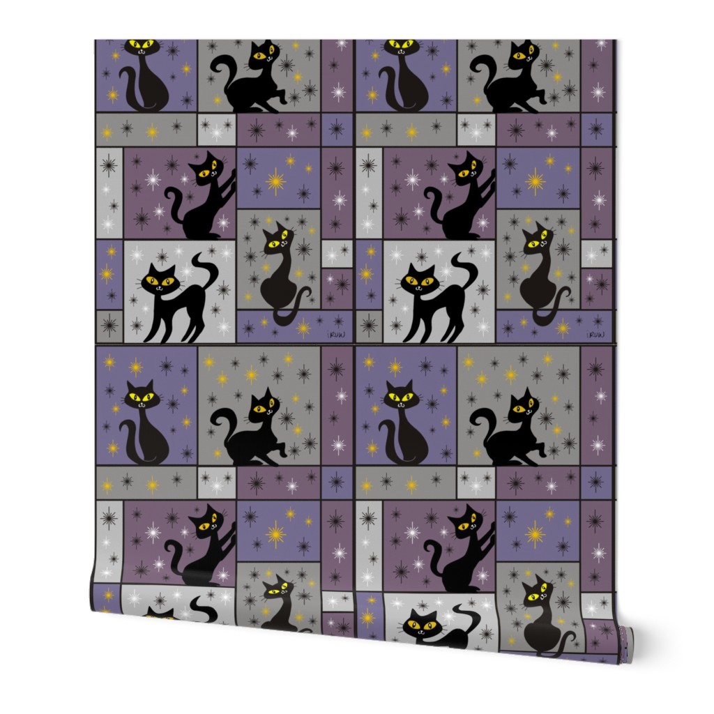 Composition with 5 Black Cats in Storm Cloud