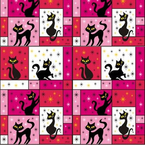 Composition with 5 Black Cats in Valentine