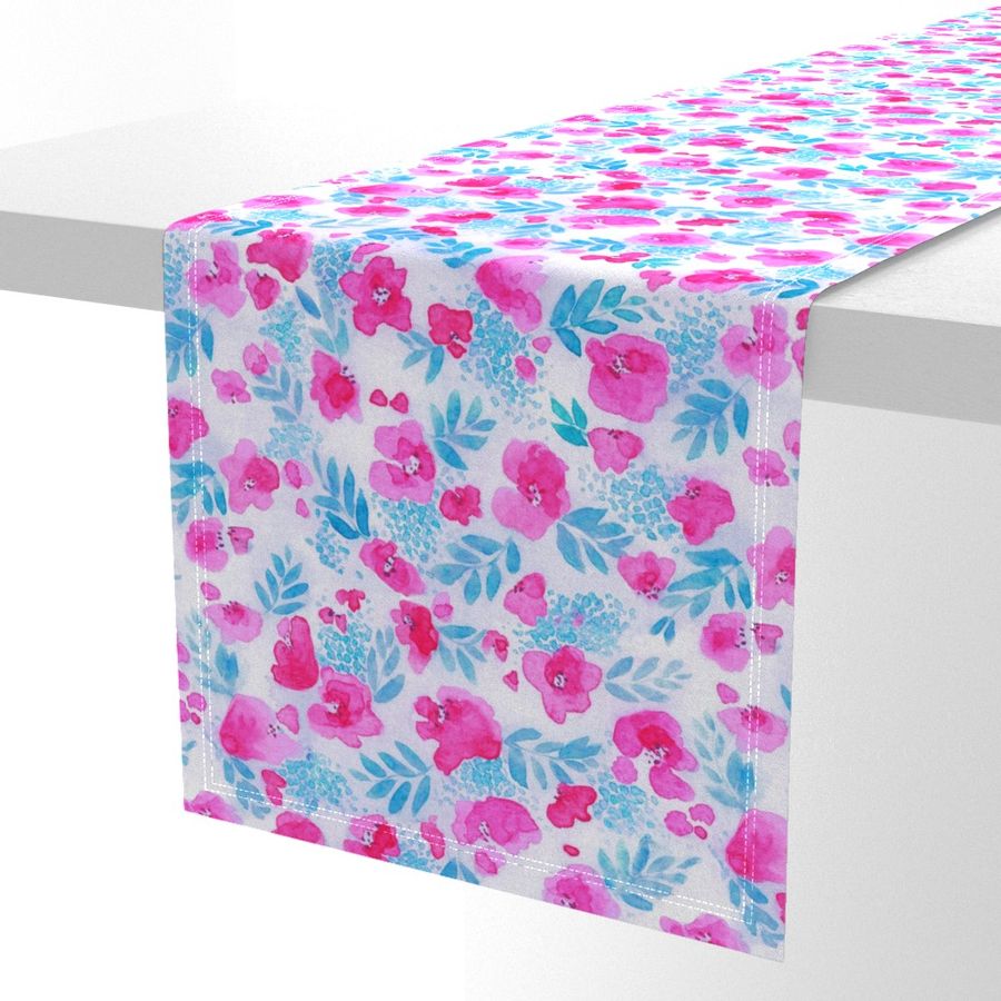 Floret Floral Pattern in Pink and Aqua Blue