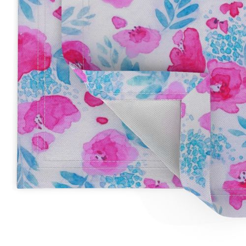 Floret Floral Pattern in Pink and Aqua Blue