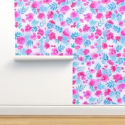 Floret Floral Pattern in Pink and Aqua Blue