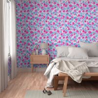 Floret Floral Pattern in Pink and Aqua Blue