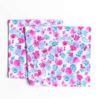 Floret Floral Pattern in Pink and Aqua Blue