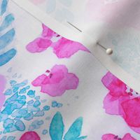 Floret Floral Pattern in Pink and Aqua Blue