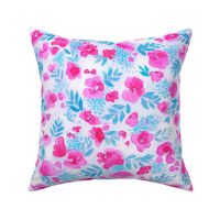 Floret Floral Pattern in Pink and Aqua Blue