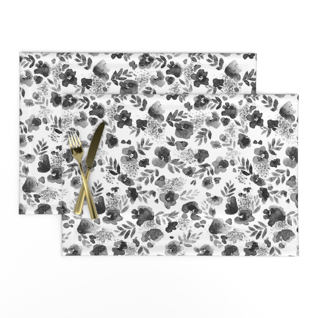 Floret FLoral Pattern in Black and White