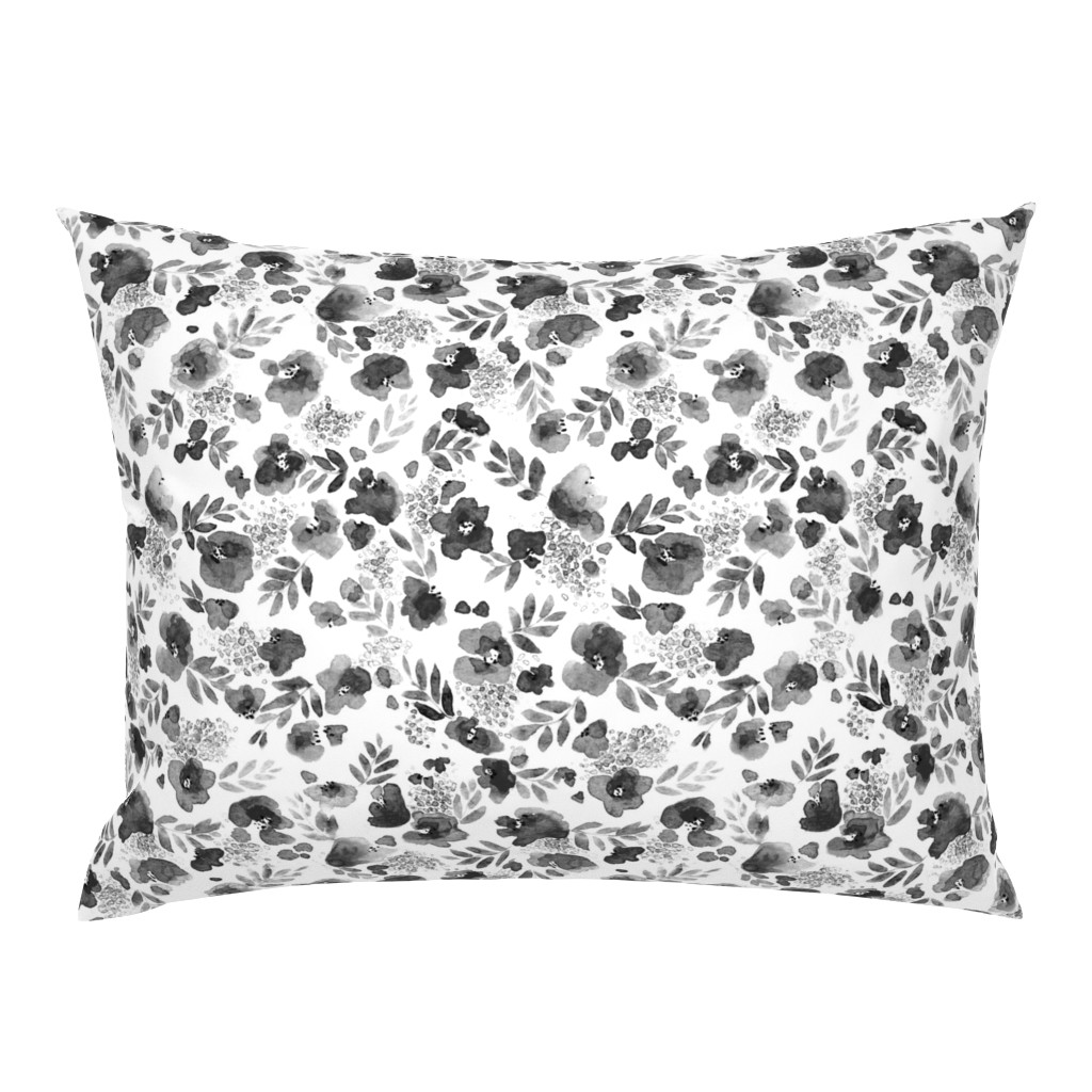 Floret FLoral Pattern in Black and White