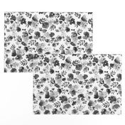 Floret FLoral Pattern in Black and White