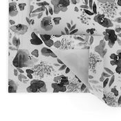 Floret FLoral Pattern in Black and White