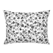 Floret FLoral Pattern in Black and White