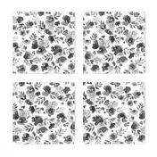 Floret FLoral Pattern in Black and White