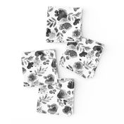 Floret FLoral Pattern in Black and White