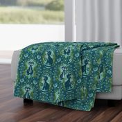 cat damask blue