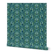 cat damask blue