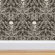 Dread Damask in Black Burlap