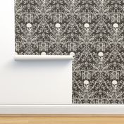 Dread Damask in Black Burlap