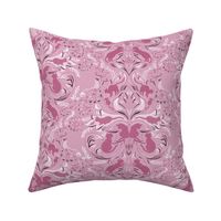 Cat Silhouettes Damask Pink